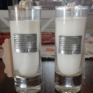 Set Of Two U.S. ARMY Double Shotglass Candles in 'Butterscotch & Bourbon'